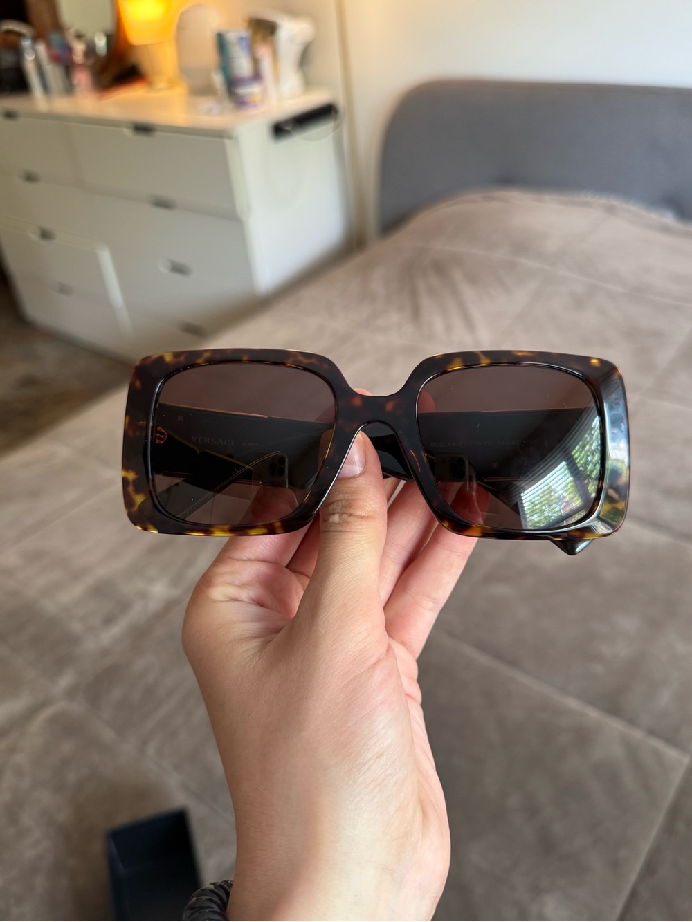 Versace Tortoiseshell Square Sunglasses - Brown/Gold Accents